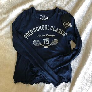 Chaser Scallop Edge Long Sleeve Prep School Tee